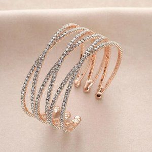 New Crystal Bracelet Rhinestone Cross Opening